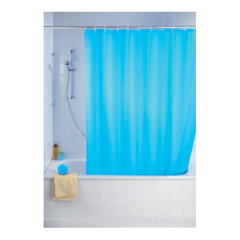 WENKO Rideau de douche 180x200, bleu clair anti-calcaire