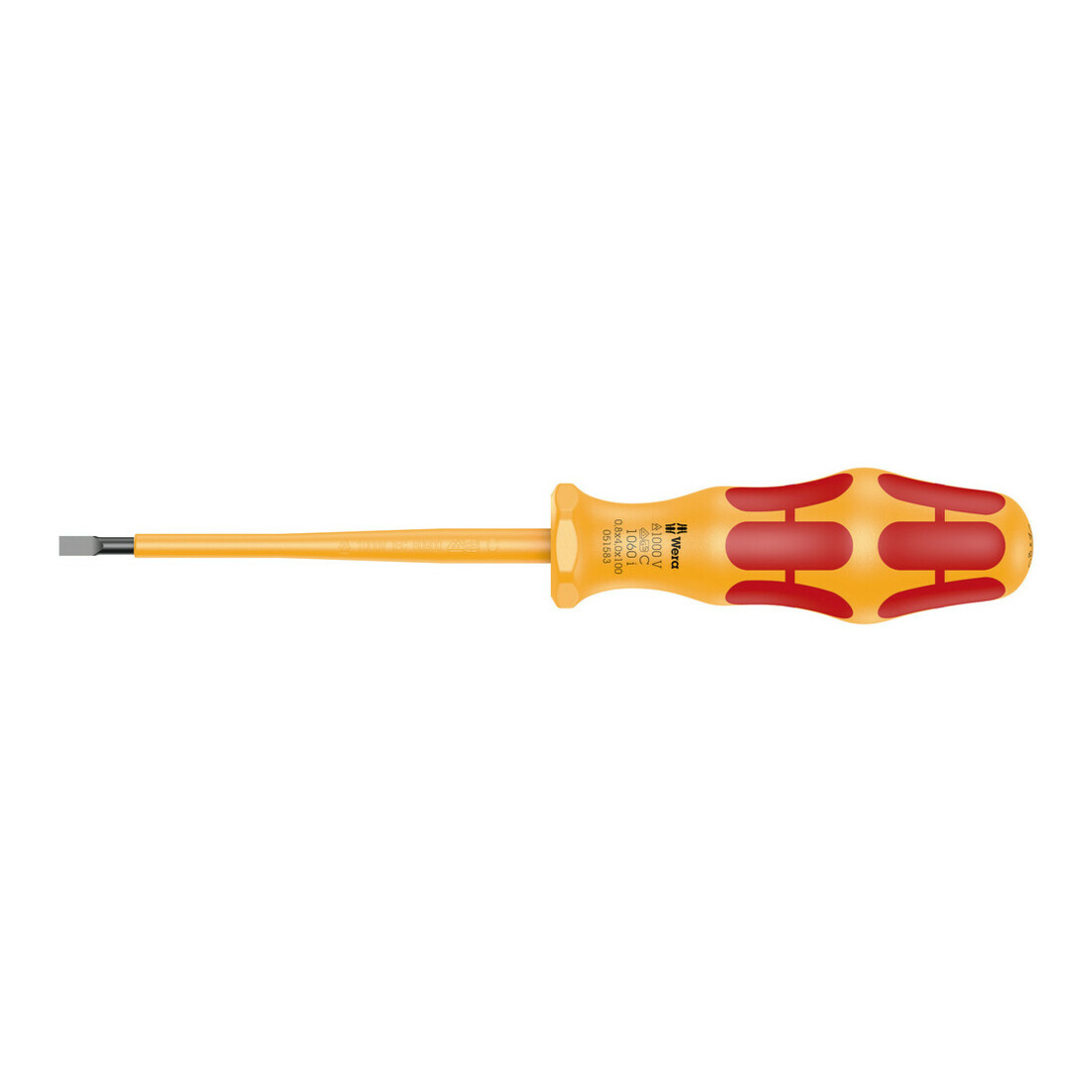 Wera 1060 i VDE-isolierter Kraftform Schlitz-Schraubendreher, 0,8 x 4 x 100 mm