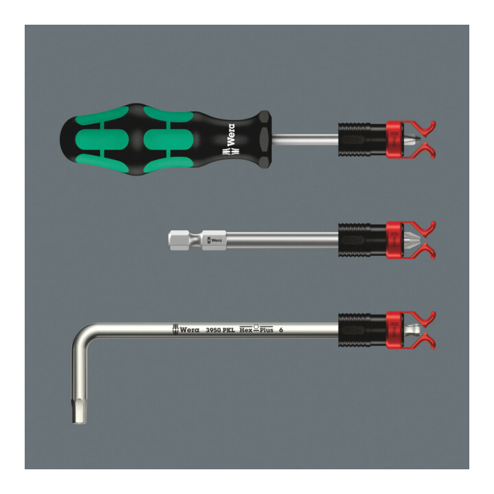 Wera 1441 SB Schraubkralle für Schraubendreherklingen, lange Bits und Winkelschlüssel mit Festhaltefunktion für Schrauben, 4,5 - 6 x 41 mm