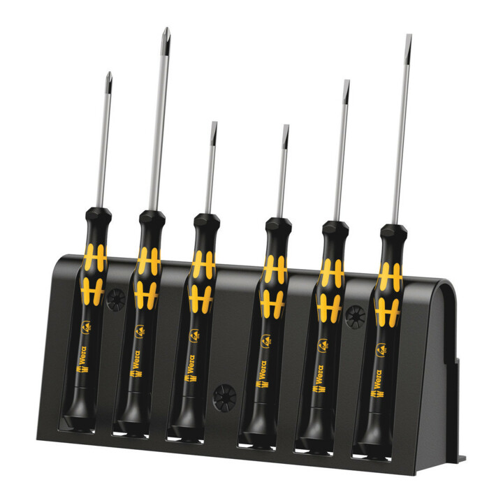 Wera 1578 A/6 ESD Elektroniker-Schraubendrehersatz + Rack, 6-teilig