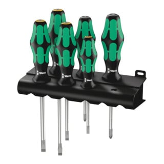 Wera 334/355/6 Schroevendraaierset Kraftform Plus Lasertip + houder