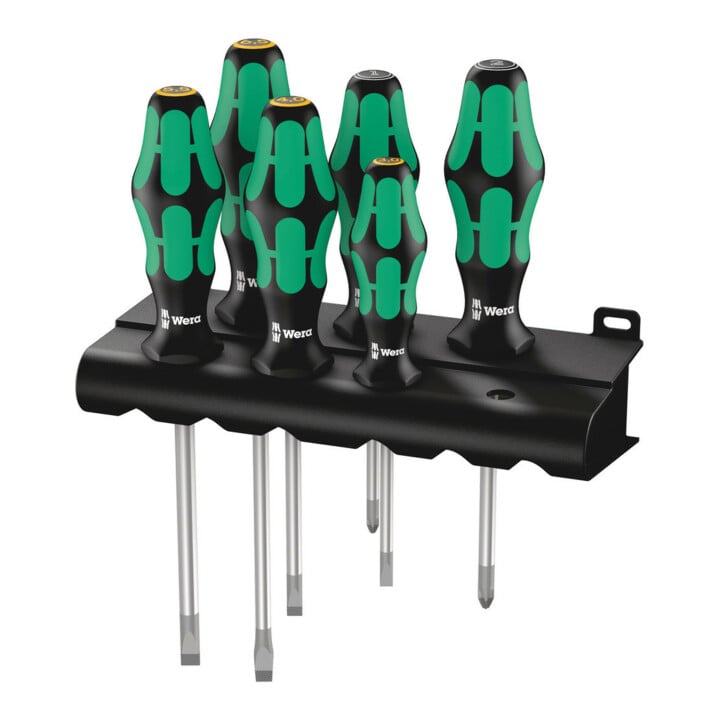 Wera 334/355/6 Schroevendraaierset Kraftform Plus Lasertip + houder