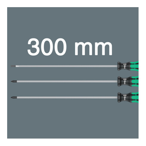 Wera 335/350/355/3 Schroevendraaierset Kraftform Plus met 300 mm lange klingen