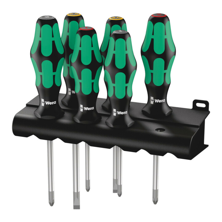 Wera 335/350/355/6 Schraubendrehersatz Kraftform Plus Lasertip + Rack, 6-teilig