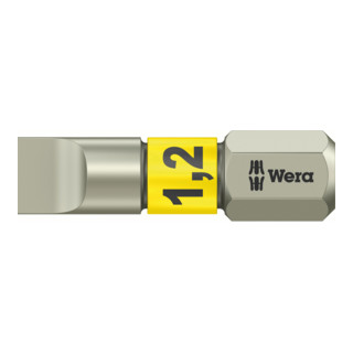Wera 3800/1 TS Bits für Schlitz-Schrauben, Edelstahl, 6,5 x 1,2 mm, Länge 25 mm