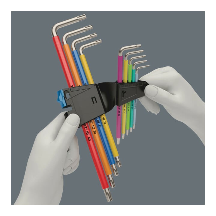Wera 3967/9 TX SXL Multicolour HF Stainless 1 Winkelschlüsselsatz mit Haltefunktion, Edelstahl, 9-teilig