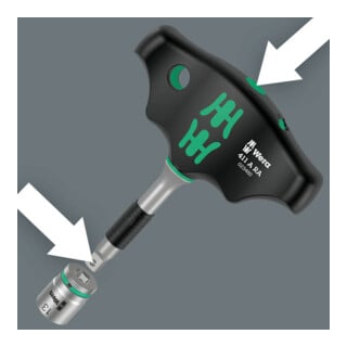 Wera 411 A RA Quergriff-Adapterschraubendreher mit Ratschenfunktion, 1/4", 1/4" x 45 mm