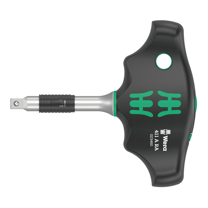 Wera 411 A RA Quergriff-Adapterschraubendreher mit Ratschenfunktion, 1/4", 1/4" x 45 mm