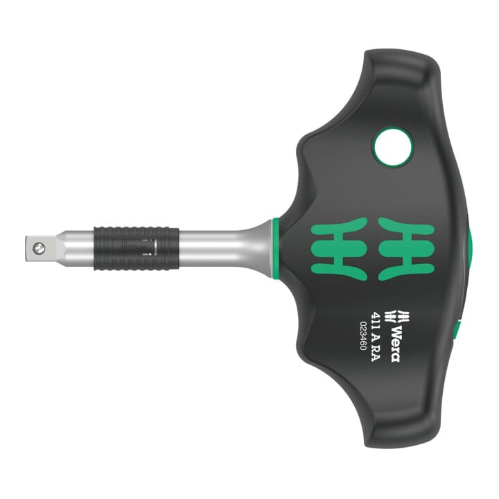 Wera 411 A RA T-greep adapterschroevendraaier met ratelfunctie, 1/4"