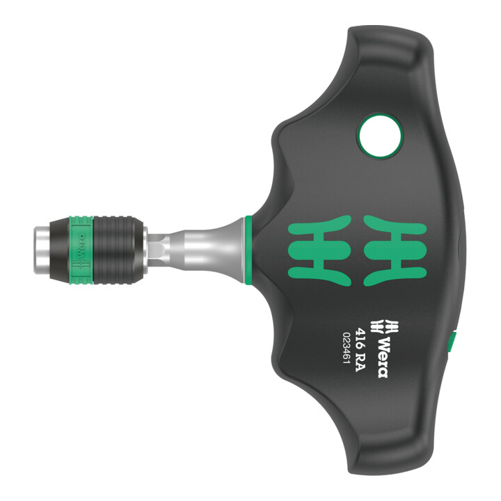 Wera 416 RA Quergriff-Bits-Handhalter mit Ratschenfunktion und Rapidaptor Schnellwechselfutter, 1/4" x 45 mm