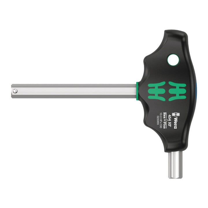 Wera 454 HF Quergriff-Sechskantschraubendreher Hex-Plus mit Haltefunktion, 10 x 100 mm