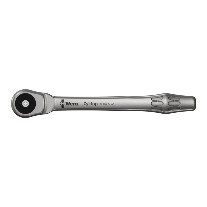 Wera 8003 A Zyklop Metal-Knarre mit Durchsteckvierkant mit 1/4"-Antrieb, 1/4" x 141 mm