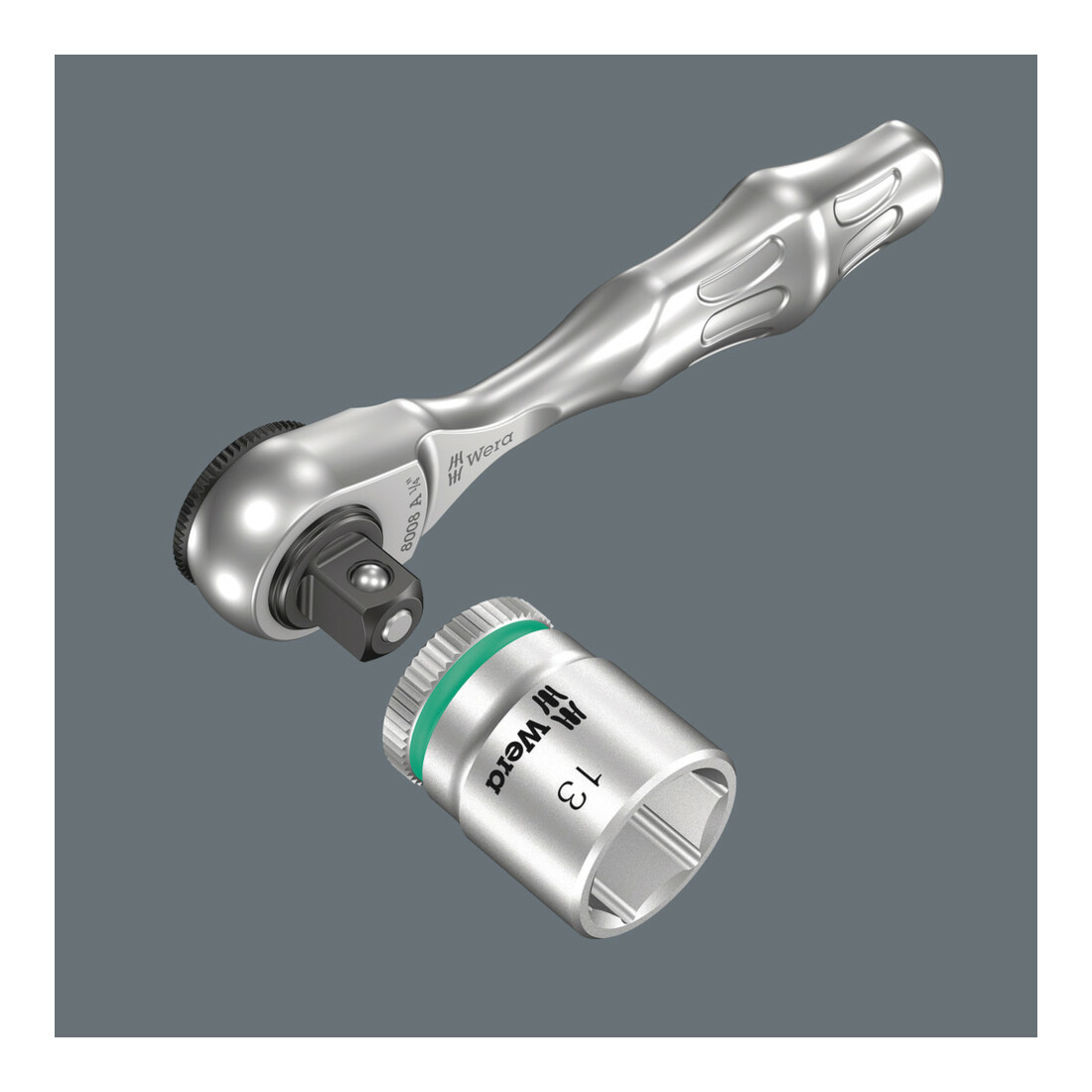 Wera 8008 A Zyklop Mini 3 ratel met 1/4"-aandrijving