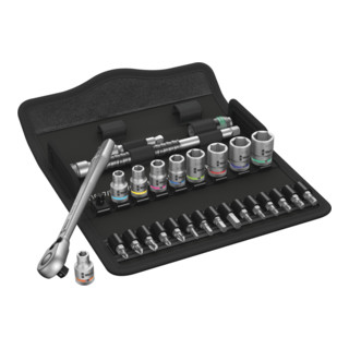 Wera 8100 SA 11 Zyklop Metal-Knarrensatz, Umschalthebel, 1/4''-Antrieb, zöllig, 28-teilig