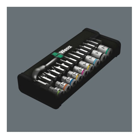 Wera 8100 SA 7 Zyklop Metal-Knarrensatz Durchsteckvierkant, 1/4"-Antrieb, metrisch, 28-teilig