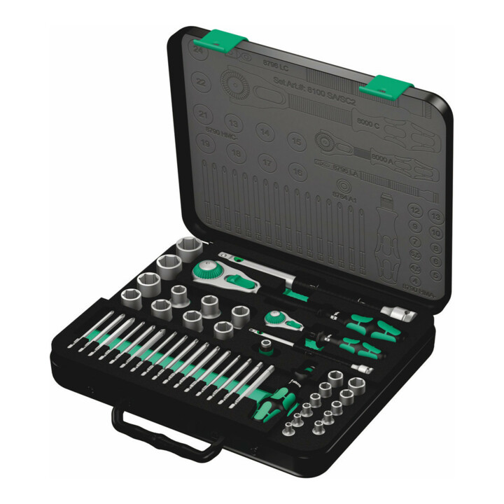 Wera 8100 SA/SC 2 Zyklop Speed-Knarrensatz, 1/4"-Antrieb und 1/2"-Antrieb, metrisch, 43-teilig