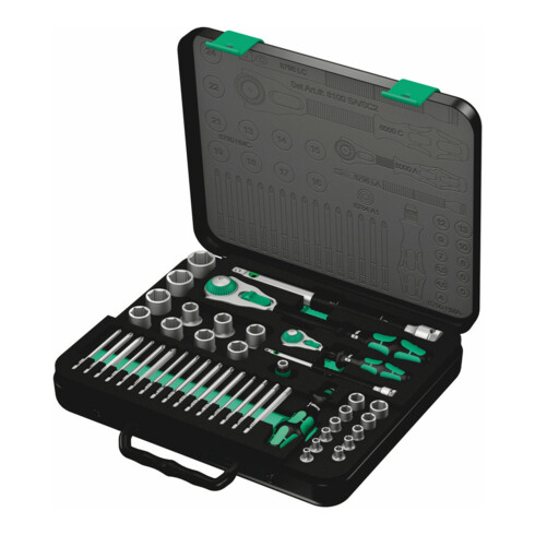 Wera 8100 SA/SC 2 Zyklop Speed-ratelset, 1/4"-aandrijving en 1/2"-aandrijving, metrisch