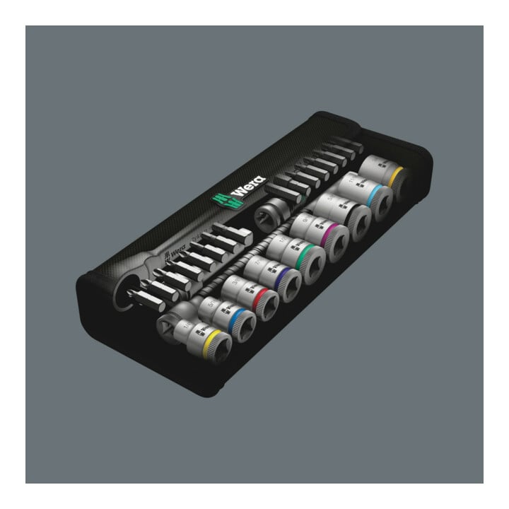 Wera 8100 SB 10 Zyklop Metal-Knarrensatz, Durchsteckvierkant, 3/8"-Antrieb, zöllig, 29-teilig