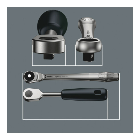 Wera 8100 SB 7 Zyklop Metal-ratelset doorsteekvierkant, 3/8"-aandrijving, metrisch