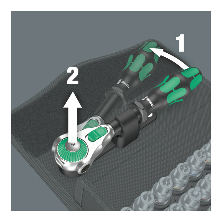 Wera 8100 SB All-in Zyklop Speed Jeu de cliquets, entraînement 3/8", 35 pièces