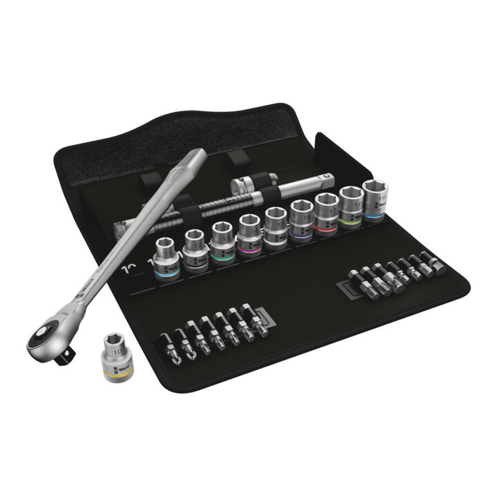 Wera 8100 SC 7 Zyklop Metal-Knarrensatz, Durchsteckvierkant, 1/2"-Antrieb, metrisch, 28-teilig