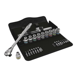 Wera 8100 SC 8 Zyklop Metal-Knarrensatz, Umschalthebel, 1/2"-Antrieb, 28-teilig, metrisch