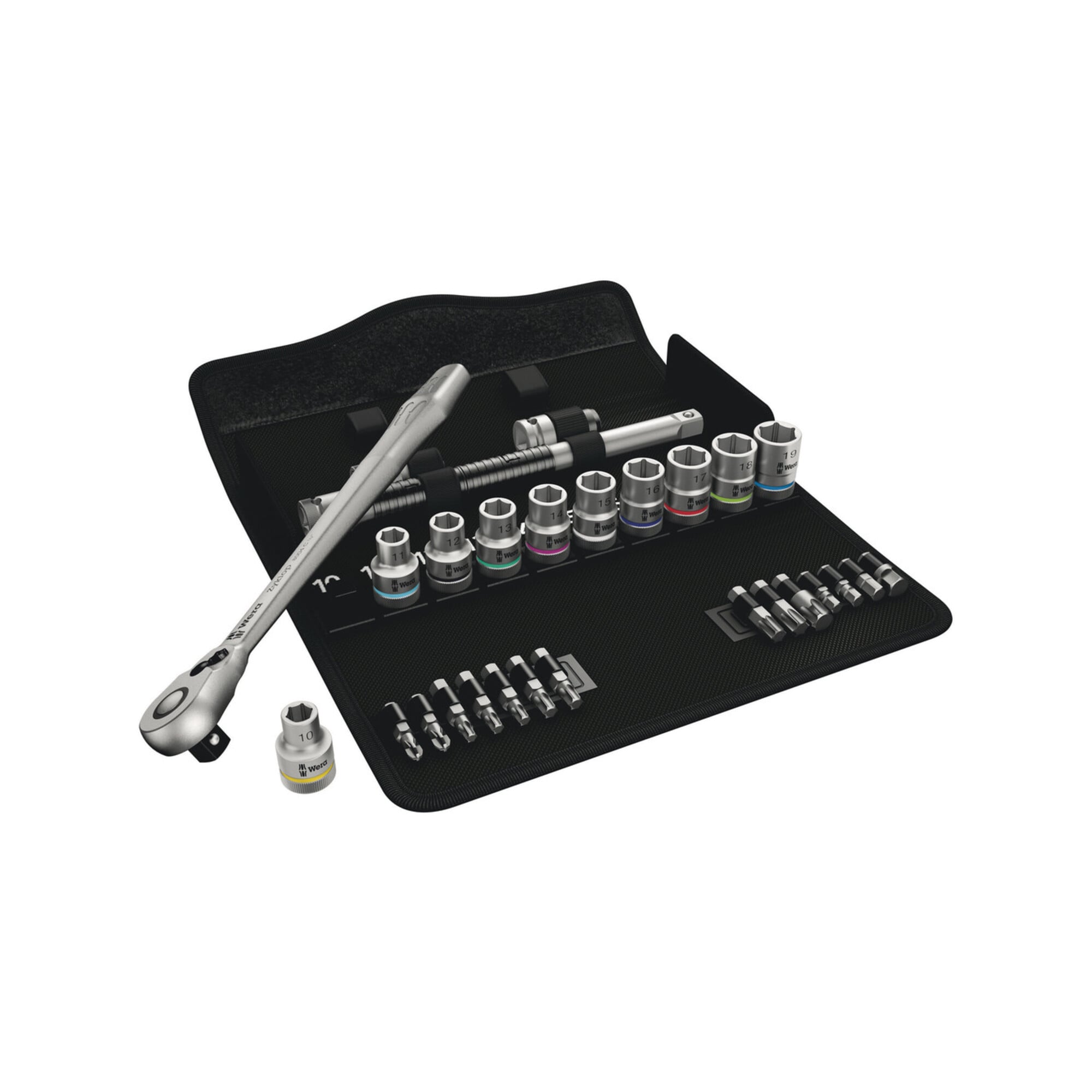 Wera 8100 SC 8 Zyklop Metal-Knarrensatz, Umschalthebel, 1/2"-Antrieb, 28-teilig, metrisch