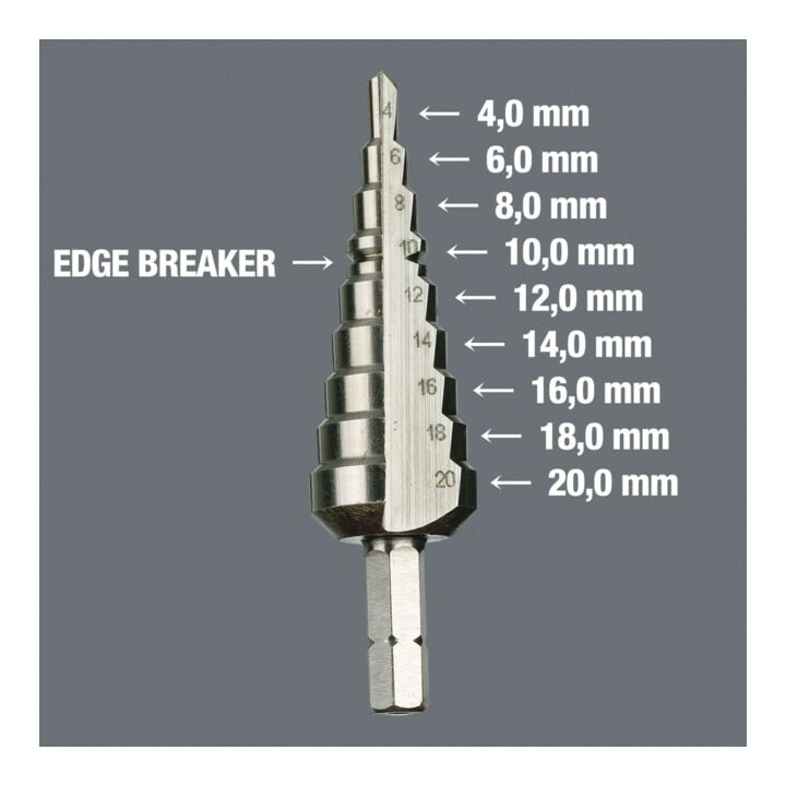 Wera 843 Trappenboor Bit, 4-20 mm
