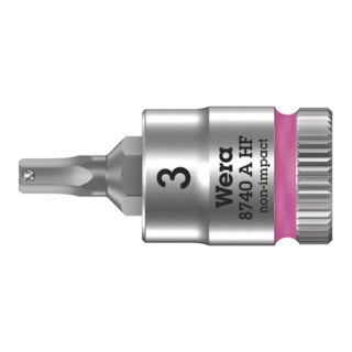 Wera 8740 A HF Zyklop Bitnuss mit 1/4"-Antrieb, mit Haltefunktion für Innensechskantschrauben, 3 x 28 mm