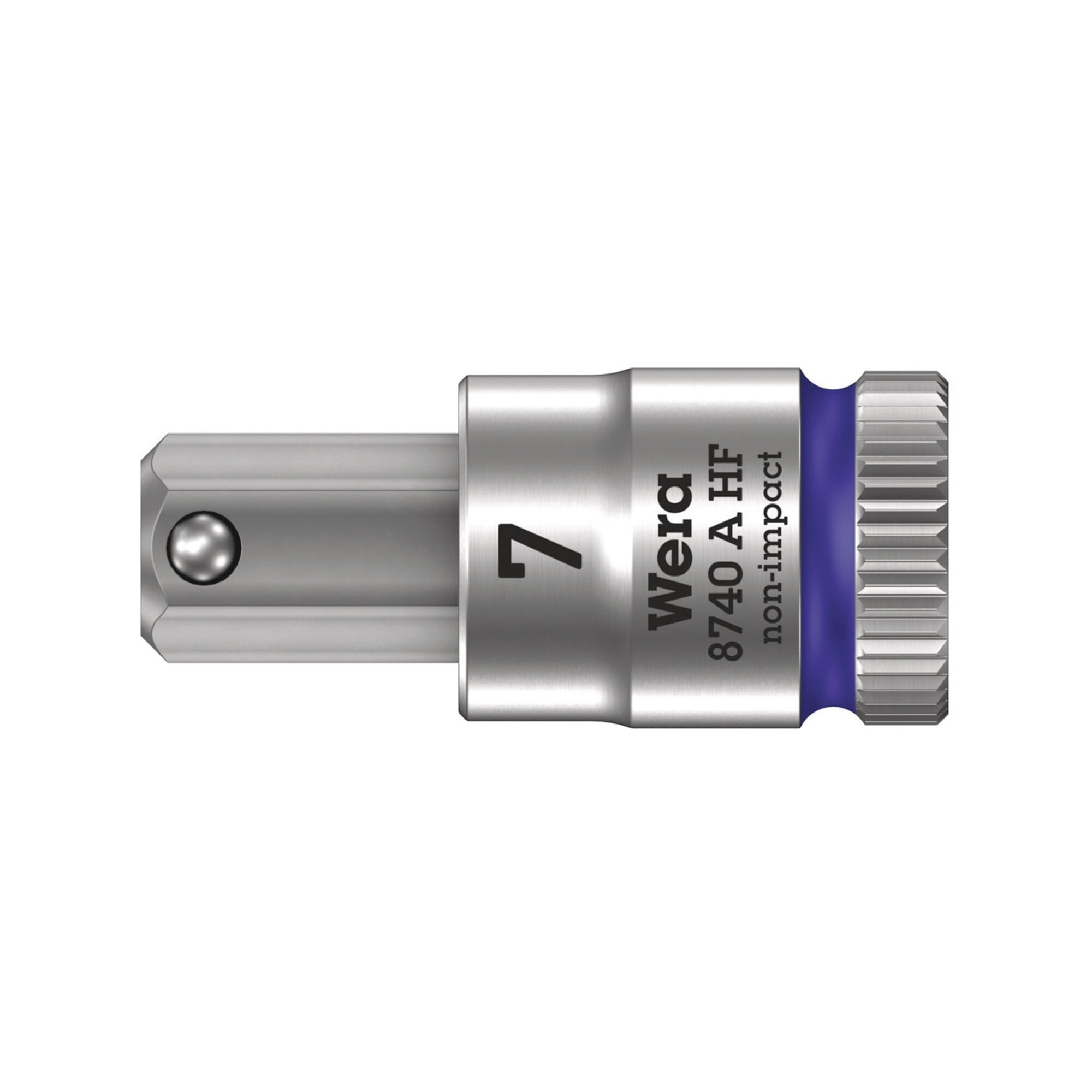 Wera 8740 A HF Zyklop Bitnuss mit 1/4"-Antrieb, mit Haltefunktion für Innensechskantschrauben, 7 x 28 mm
