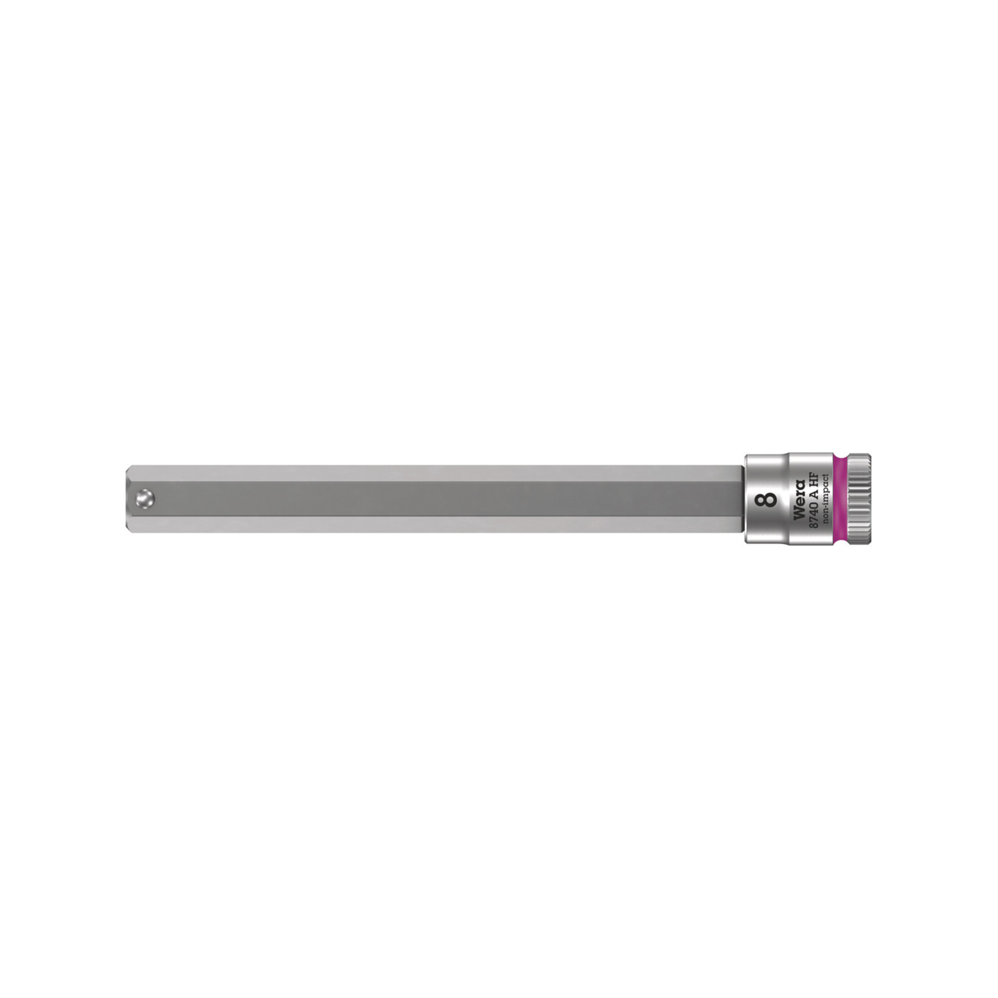 Wera 8740 A HF Zyklop Bitnuss mit 1/4"-Antrieb, mit Haltefunktion für Innensechskantschrauben, 8 x 100 mm