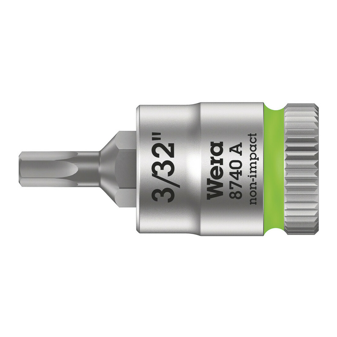 Wera 8740 A Zyklop Bitnuss mit 1/4"-Antrieb, für Innensechskantschrauben, 3/32" x 28 mm