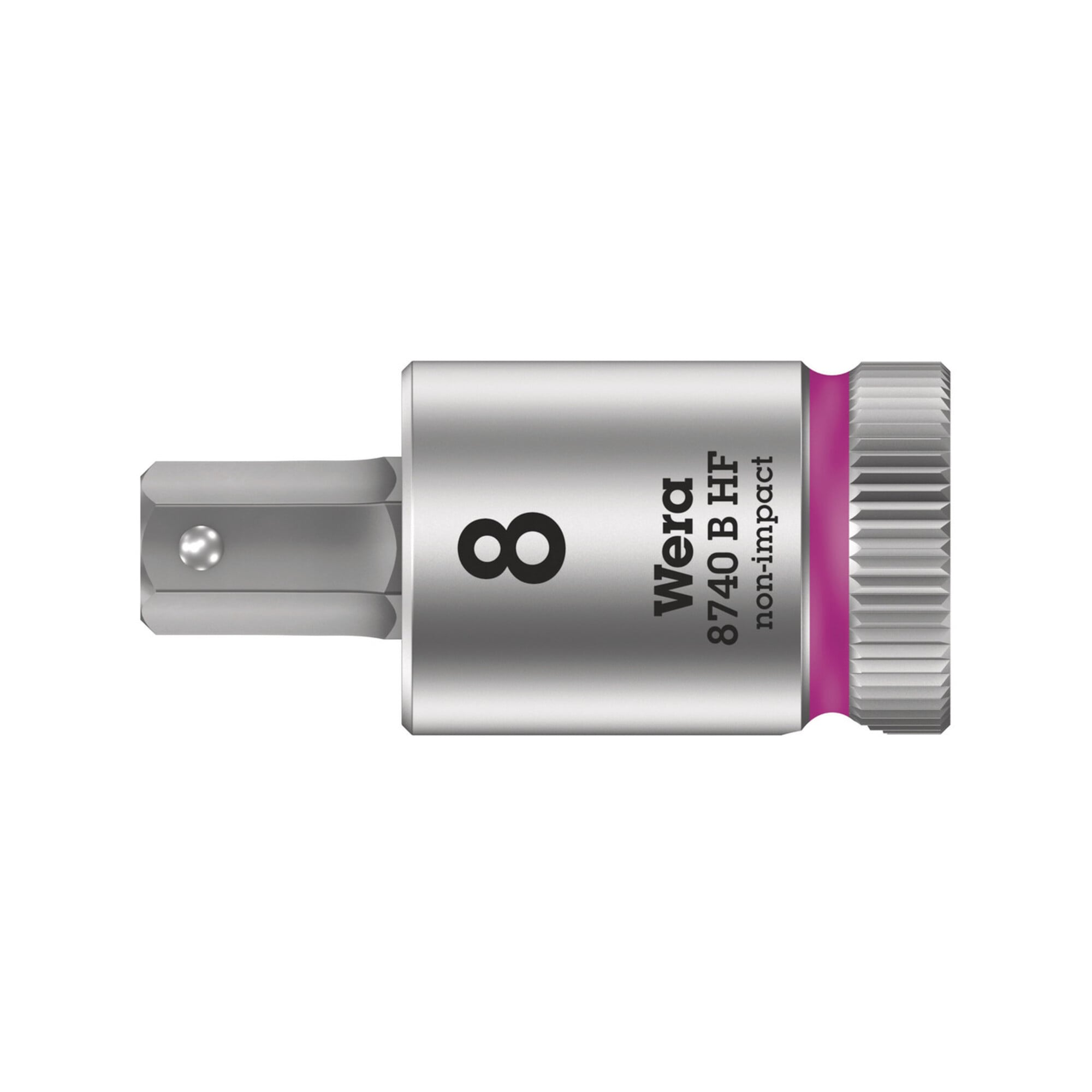 Wera 8740 B HF Zyklop Bitnuss mit 3/8"-Antrieb, mit Haltefunktion für Innensechskantschrauben, 8 x 38,5 mm
