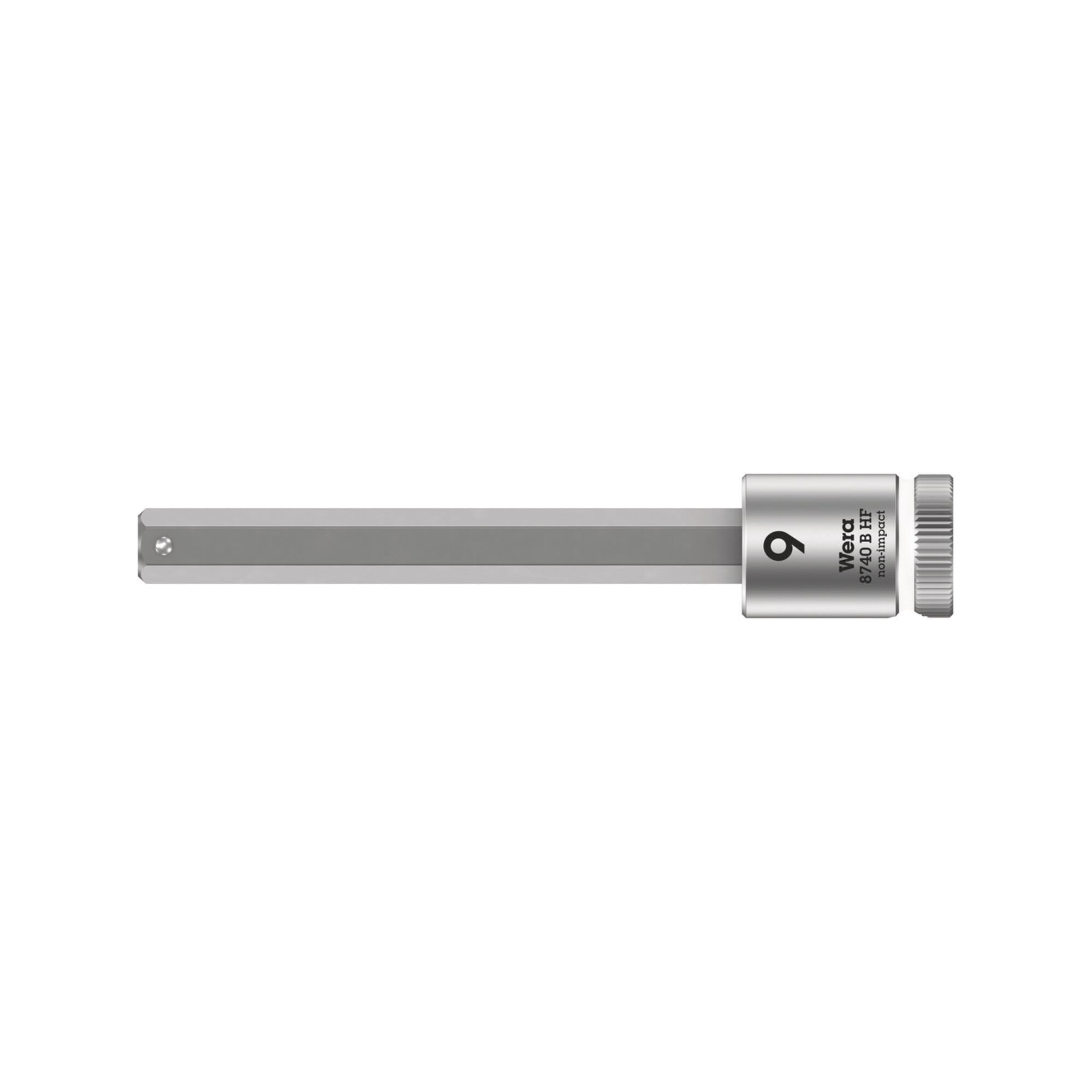 Wera 8740 B HF Zyklop Bitnuss mit 3/8"-Antrieb, mit Haltefunktion für Innensechskantschrauben, 9 x 100 mm