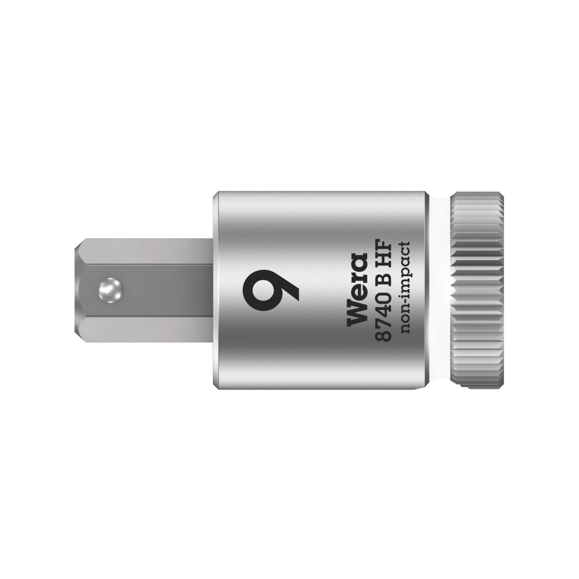 Wera 8740 B HF Zyklop Bitnuss mit 3/8"-Antrieb, mit Haltefunktion für Innensechskantschrauben, 9 x 38,5 mm