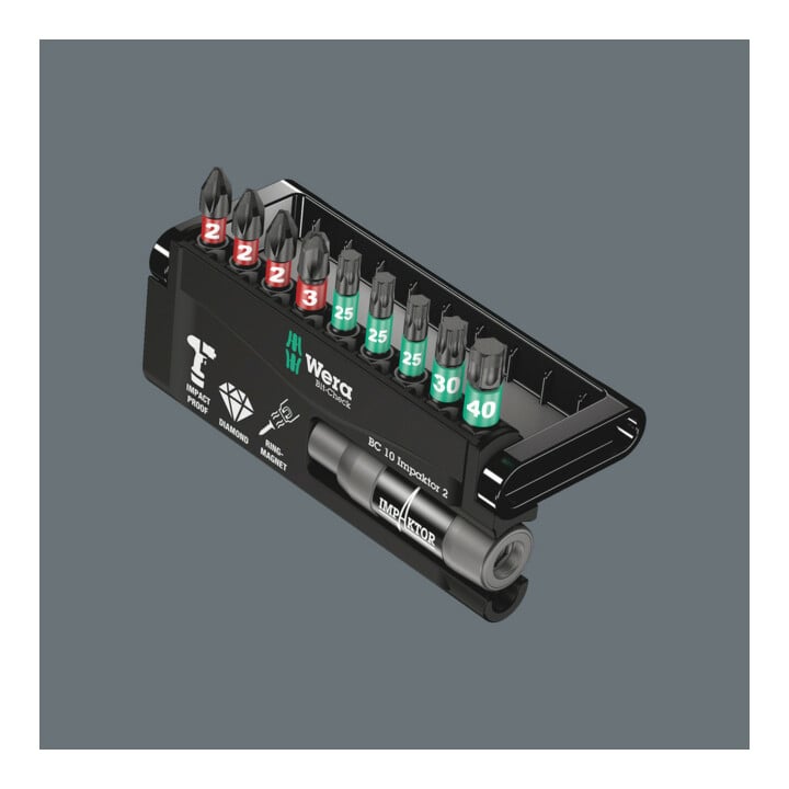 Wera 8751/67-9/IMP DC Impaktor Bit-Check, 1 Impaktor-Halter mit 9 Impaktor-Bits
