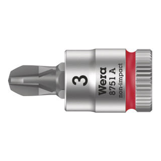 Wera 8751 A Phillips Zyklop Bitnuss mit 1/4"-Antrieb, PH 3 x 28 mm