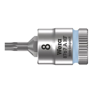 Wera 8767 A HF TX Zyklop Bitnuss mit 1/4"-Antrieb, mit Haltefunktion, TX 8 x 28 mm