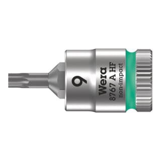 Wera 8767 A HF TX Zyklop Bitnuss mit 1/4"-Antrieb, mit Haltefunktion, TX 9 x 28 mm