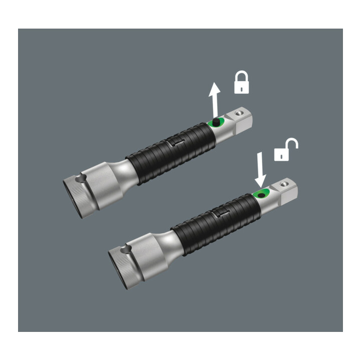 Wera 8796 LA Zyklop-Verlängerung "flexible-lock" mit Schnelldrehhülse, lang, 1/4", 1/4" x 150 mm