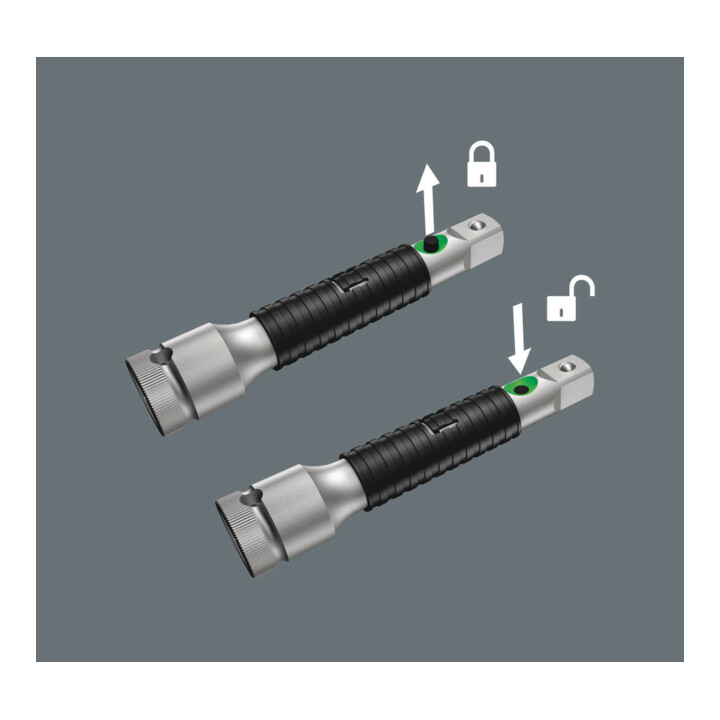 Wera 8796 SB Zyklop-verlengstuk "Flexible-Lock" met vrijloophuls, kort voor 3/8"