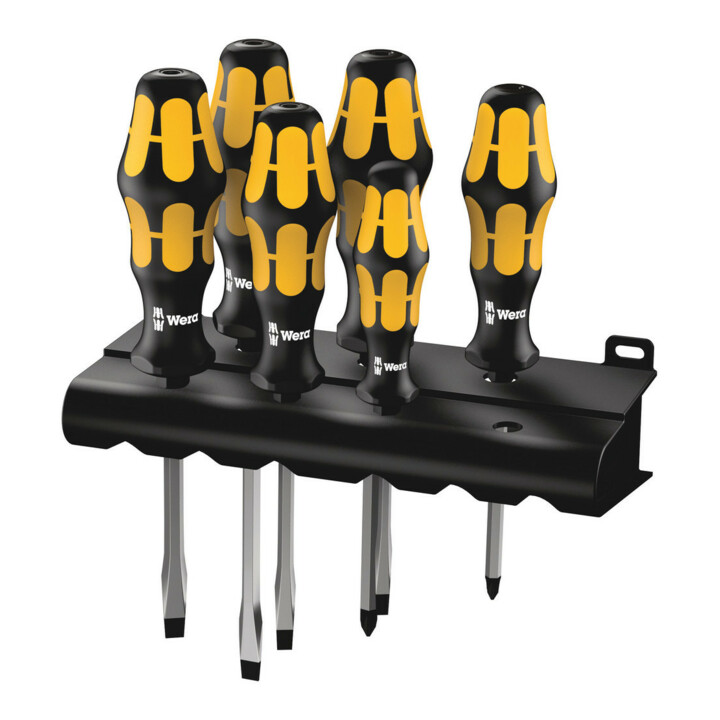 Wera 932 S/6 Schraubendrehersatz Kraftform Wera: Der Schraubmeißel + Rack, 6-teilig