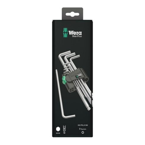 Wera 950/9 Hex-Plus 1 SB Stiftsleutelset, metrisch, verchroomd