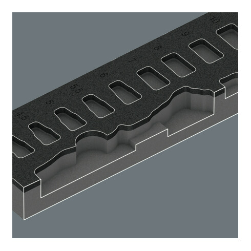 Wera 9720 Schaumstoffeinlage 8000 A Zyklop Knarre 1/4" Set 1, 37-teilig