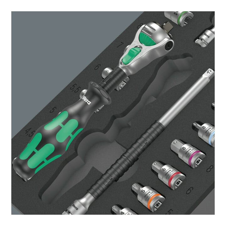 Wera 9720 Schaumstoffeinlage 8000 A Zyklop Knarre 1/4" Set 1, 37-teilig