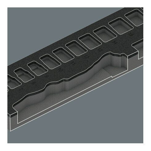 Wera 9721 Schaumstoffeinlage 8000 B Zyklop Knarre 3/8" Set 1, 23-teilig