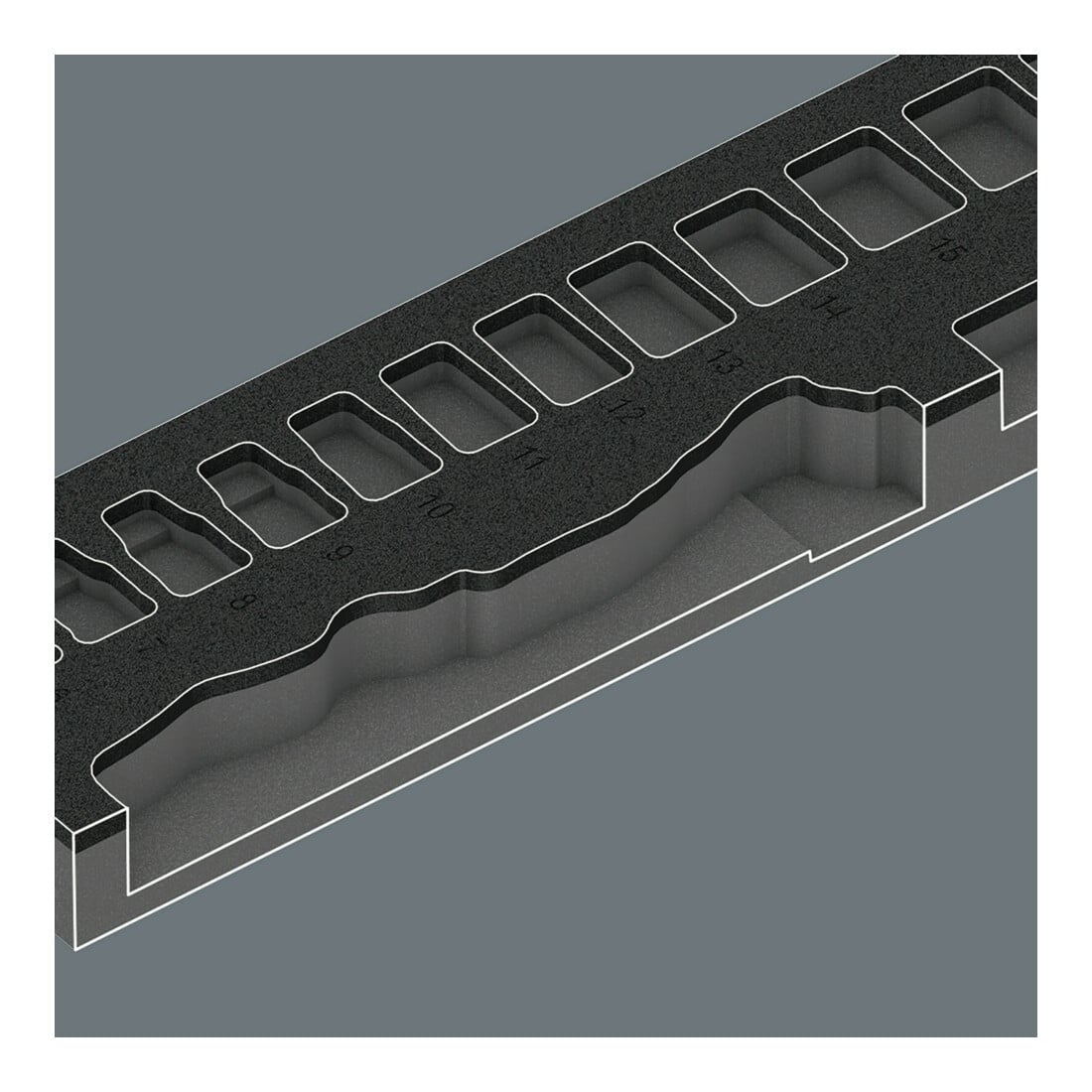 Wera 9721 Schaumstoffeinlage 8000 B Zyklop Knarre 3/8" Set 1, 23-teilig