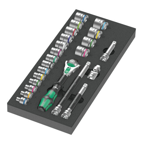 Wera 9721 Schuimrubberen inzetstuk met 8000 B Zyklop ratel 3/8" Set 1