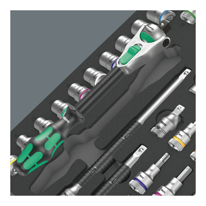 Wera 9722 Schuimrubberen inzetstuk met 8000 C Zyklop ratel 1/2" Set 1