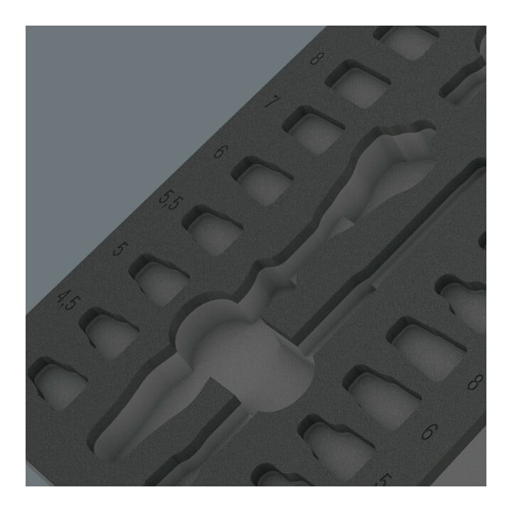 Wera 9820 Schaumstoffeinlage 8000 A Zyklop Knarre 1/4" Set 1, ohne Werkzeug, 172 x 30 x 392 mm